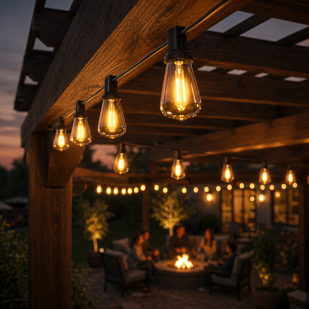 Solar String Lights Outdoor — 100FT S14 Edison Bulb Patio Lights, Waterproof Backyard String Lights for Pergola, Deck, Garden & Porch