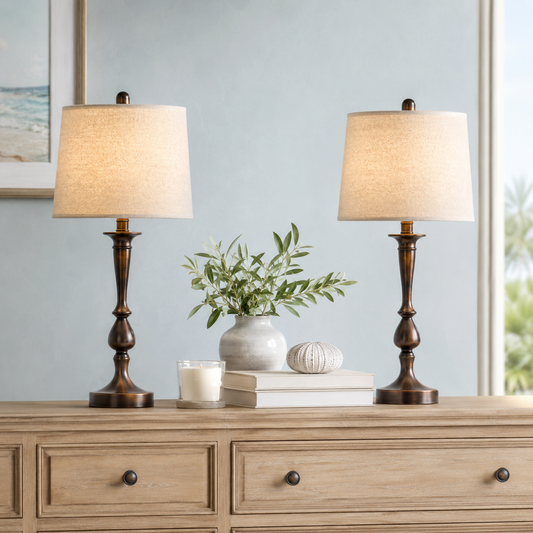 Modern USB Table Lamp Set of 2 | Bedside Nightstand Lamps for Bedroom & Living Room