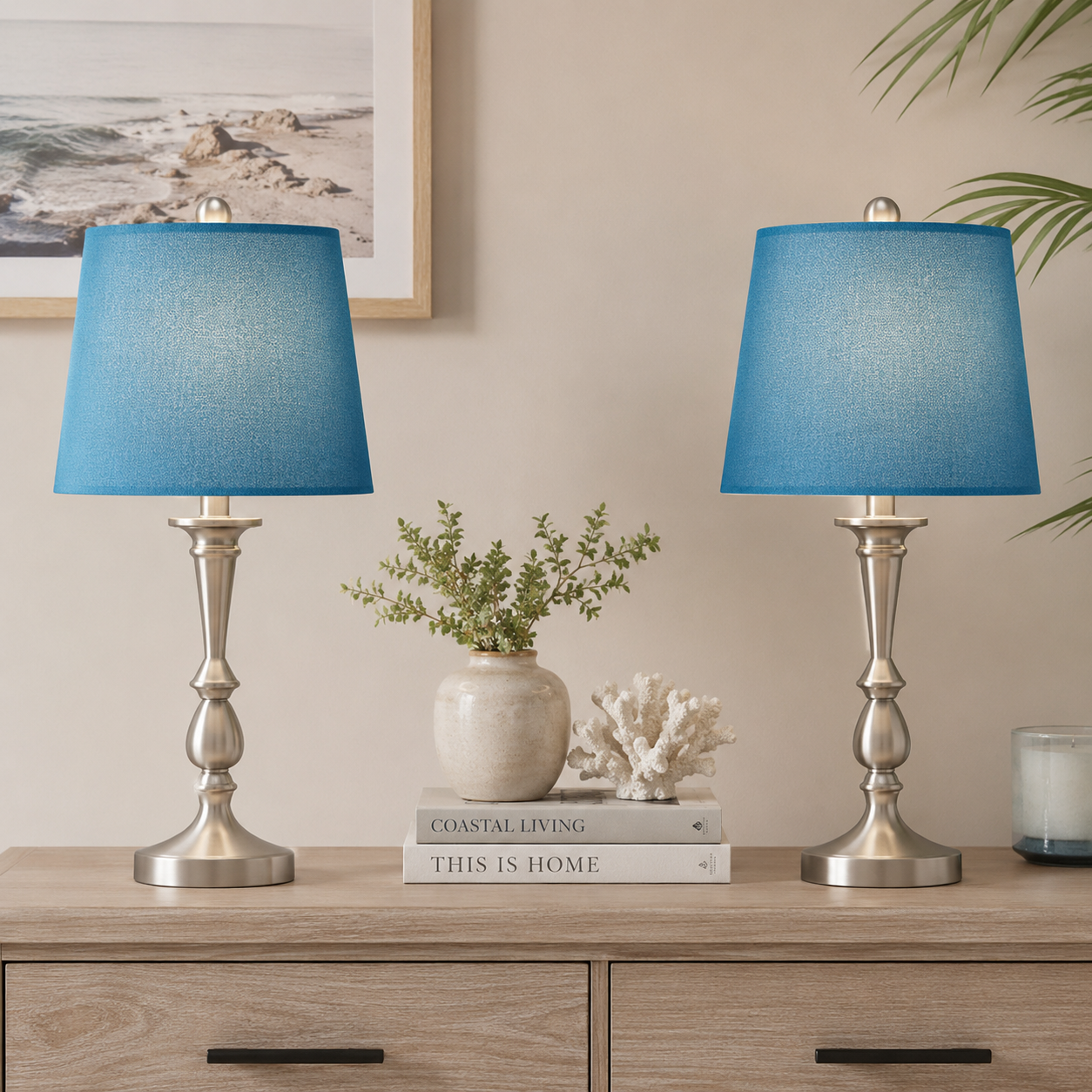 Modern USB Table Lamp Set of 2 | Bedside Nightstand Lamps for Bedroom & Living Room