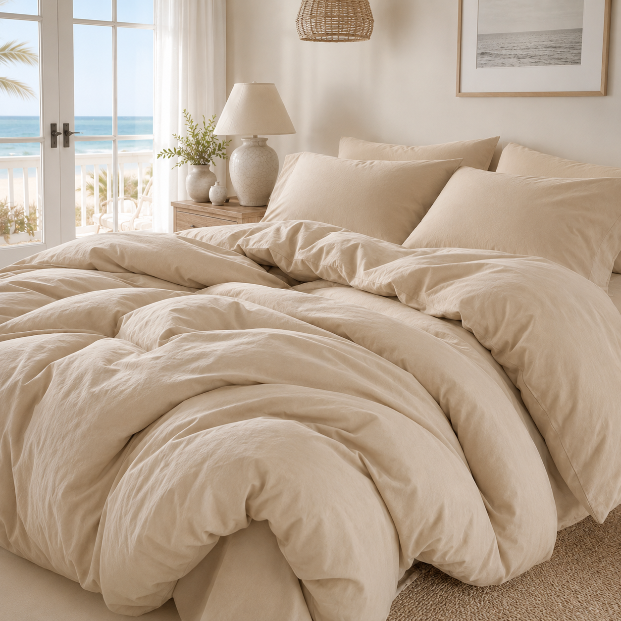 Stonewashed Cotton Bedding Set | 4 Piece Duvet Cover, Sheet & Pillowcases