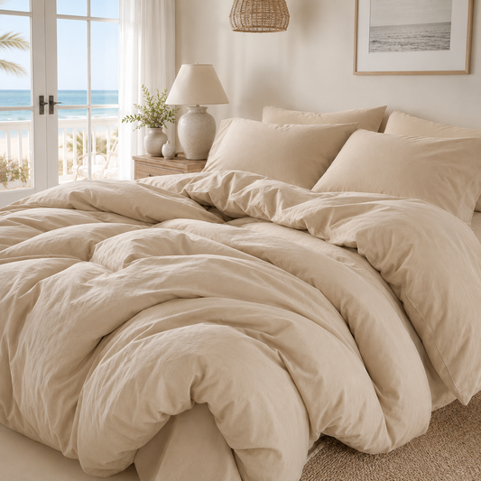 Stonewashed Cotton Bedding Set | 4 Piece Duvet Cover, Sheet & Pillowcases
