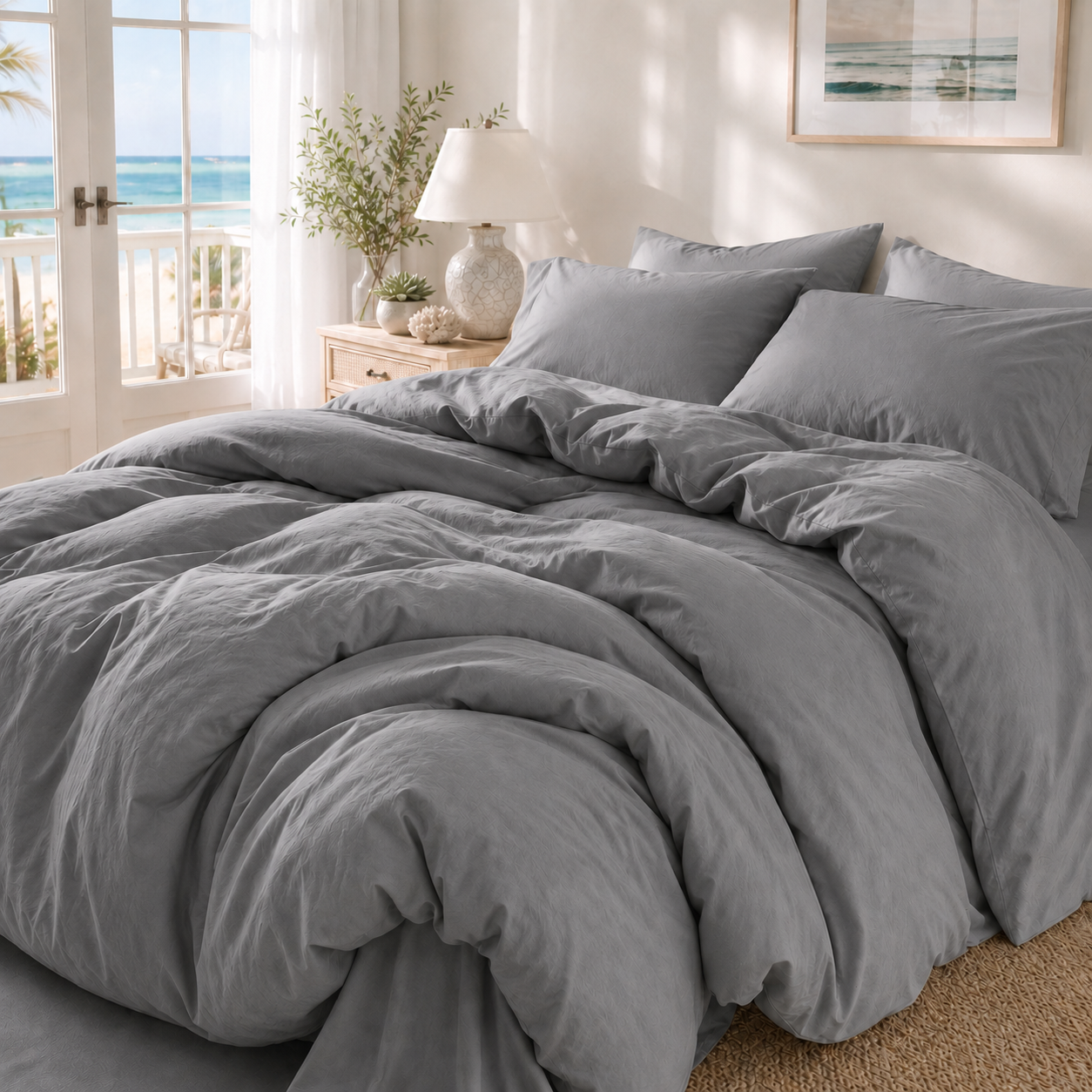 Stonewashed Cotton Bedding Set | 4 Piece Duvet Cover, Sheet & Pillowcases