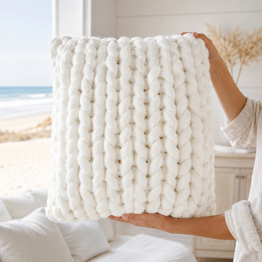 Handwoven Braided Throw Pillow | Coastal Woven Cushion for Sofa & Bed