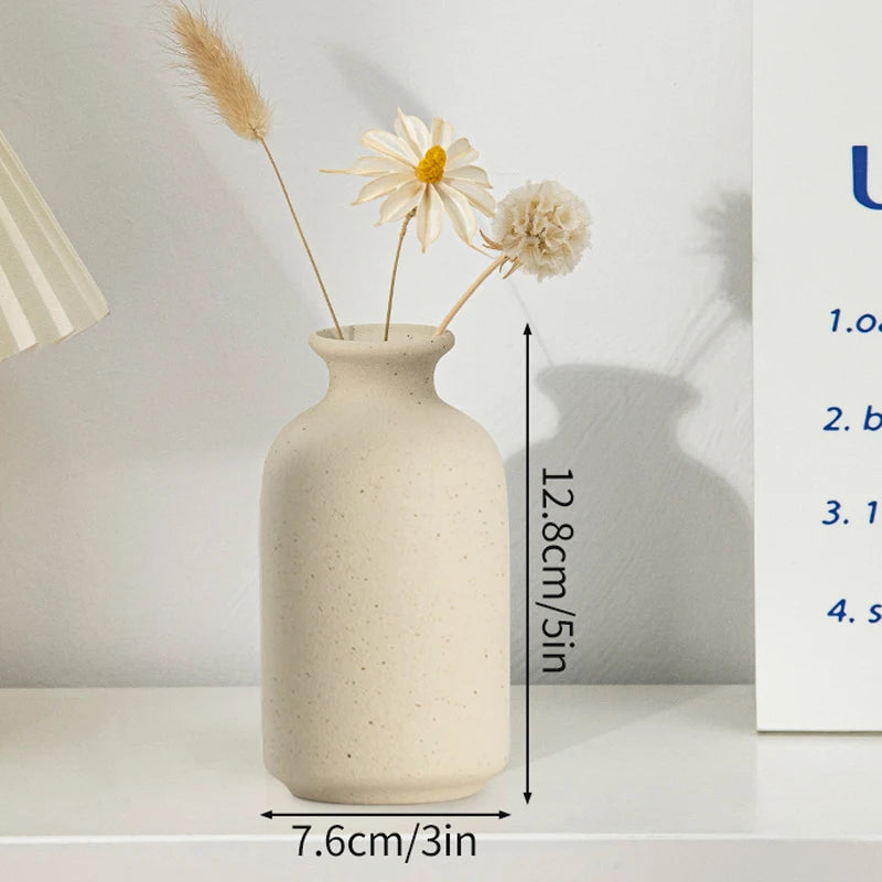 Ceramic Flower Vase Retro Table Decorative Vase Dried Flower Arrangement Pot Home Wedding Gifts Aesthetic Vase Desktop Ornament