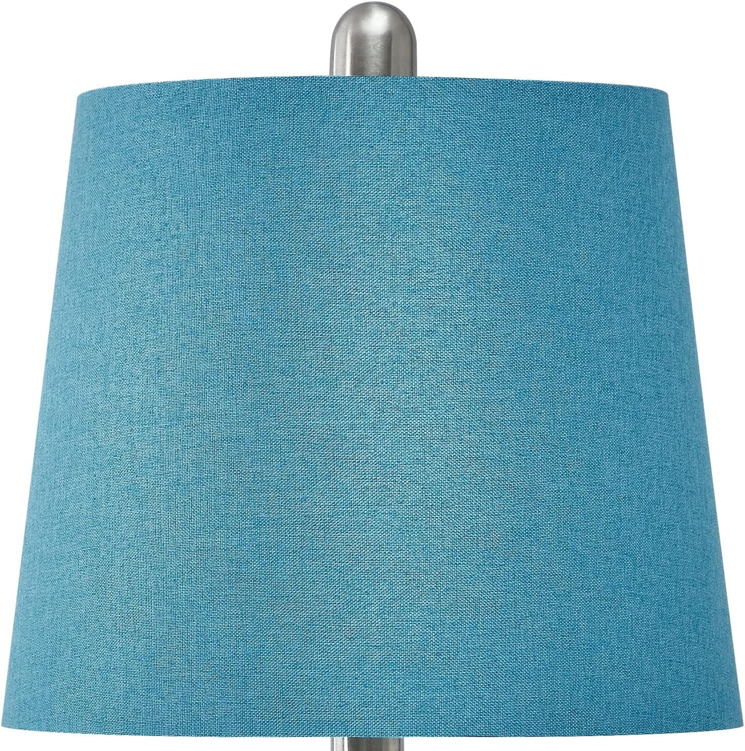 USB Table Lamp Set of 2 22.2” Modern Bedside Night Lamp with USB Port for Living Room Bedroom Nickle Finish Blue Shade